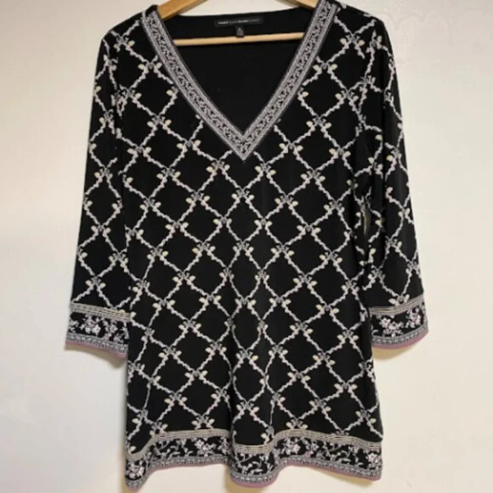 White House Black Market Geo Floral Women's Tunic Dress - Size M - Picture 2 of 10